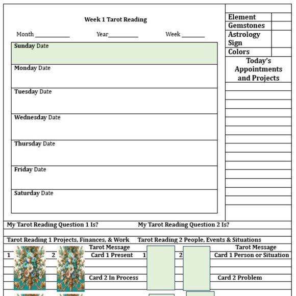 Weekly undated calendar 52 weeks tarot journal inlcludes cut out tarot deck - Picture 3 of 8